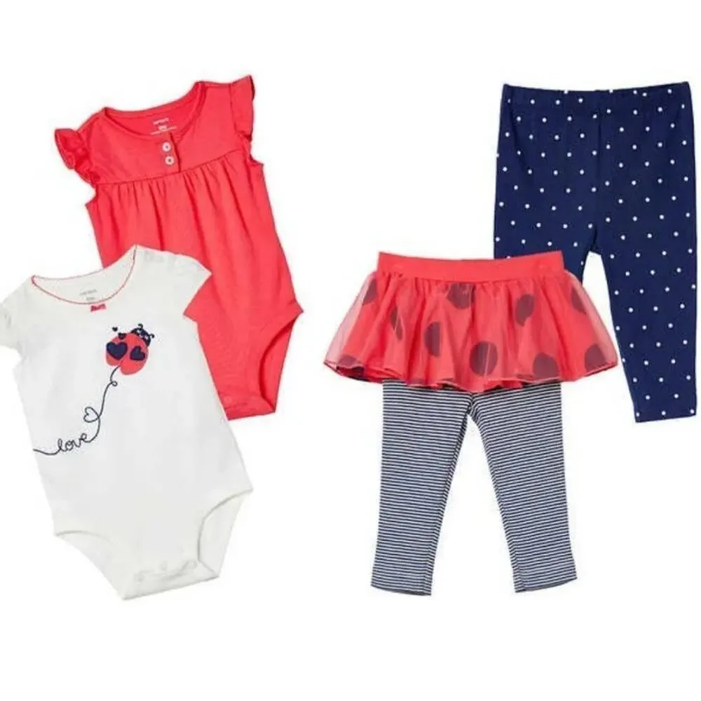Carters Baby Girls Ladybug 4 Piece Outfit Set Size 6 Months Cotton NEW